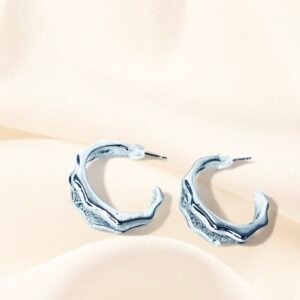 Silver Moon Shape Open Hoop Earring for Girls and Women Metal Hoop Earring