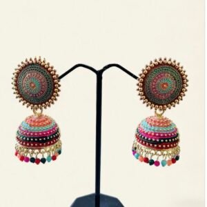 Round Multicolor Jhumka Alloy Jhumki Earring