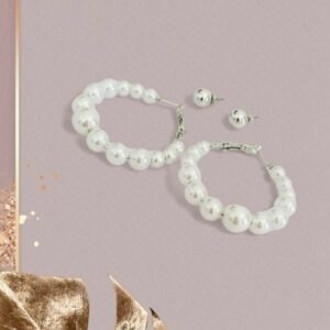 Silver Pearl Hoop Earrings