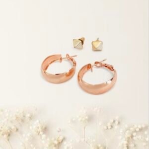 Rose Gold Hoop Earrings with Small Stud Earrings